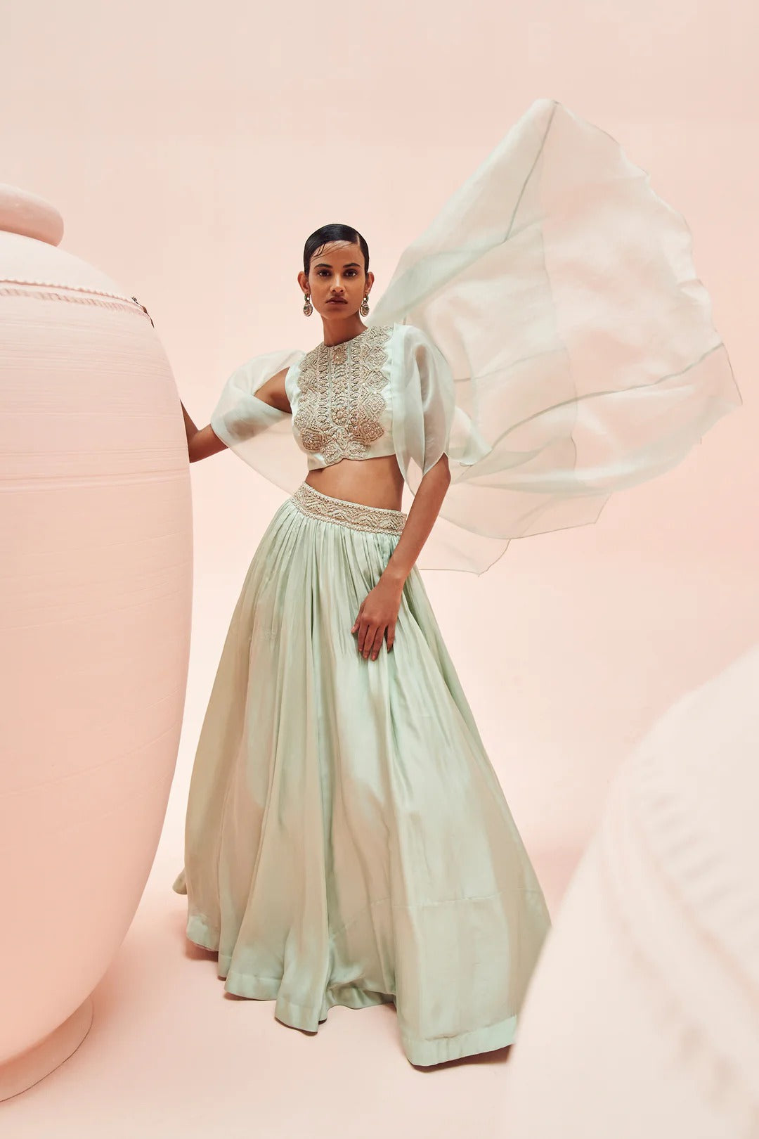 Aqua Lehenga & Cape Set - MARKET