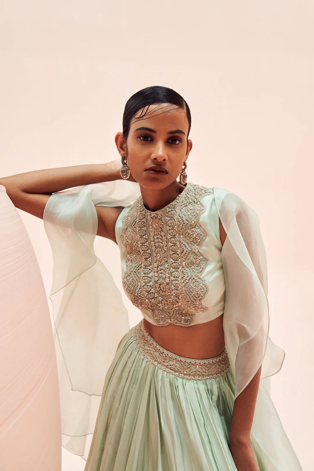 Aqua Lehenga & Cape Set - MARKET