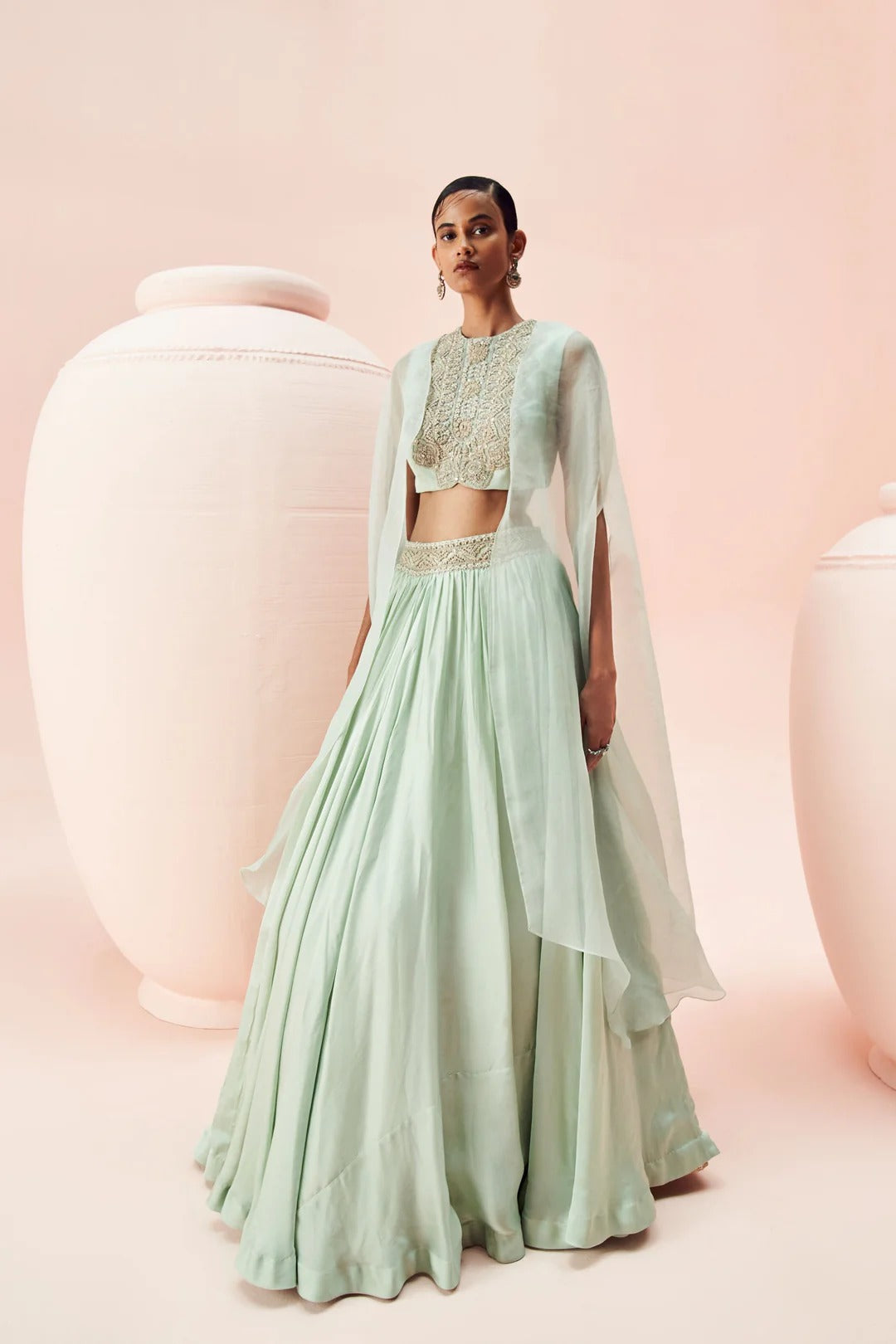 Aqua Lehenga & Cape Set - MARKET