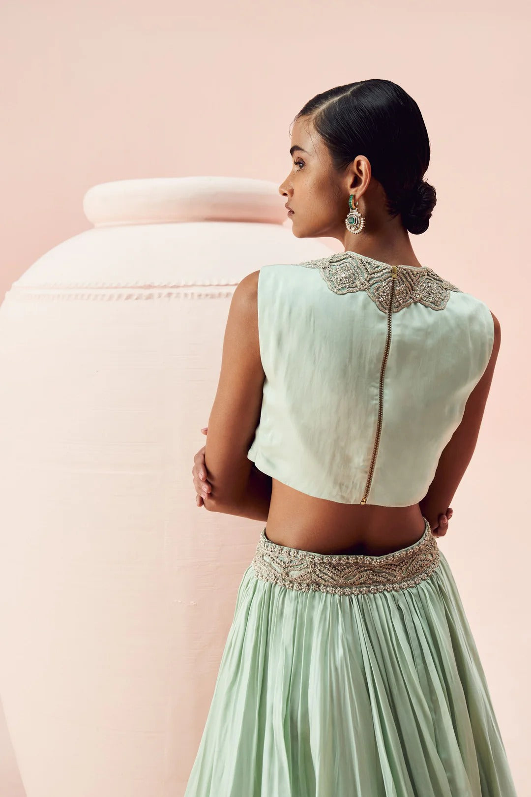 Aqua Lehenga & Cape Set - MARKET