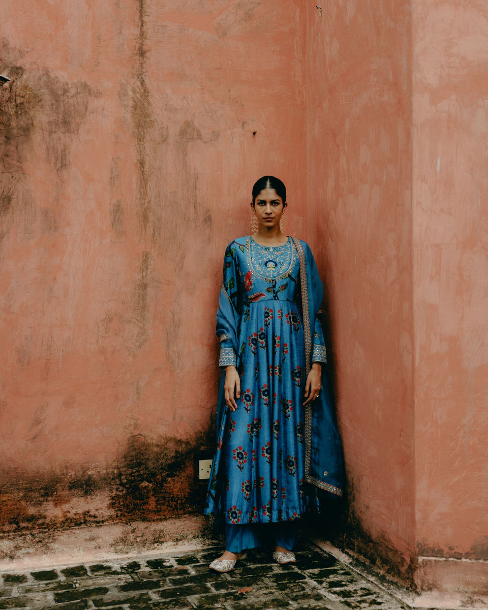 Azure Blue Anarkali - MARKET