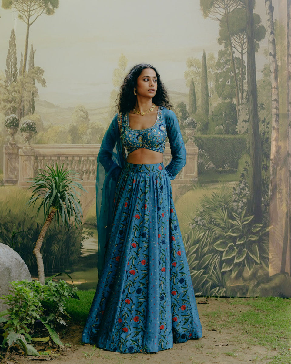 Azure Blue Lehenga - MARKET