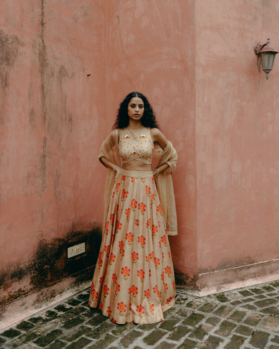 Biscuit Brown Lehenga - MARKET