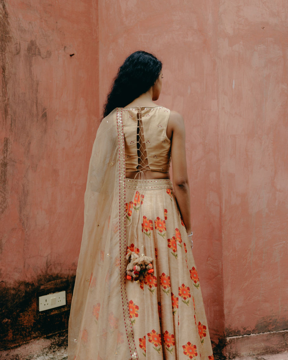 Biscuit Brown Lehenga - MARKET
