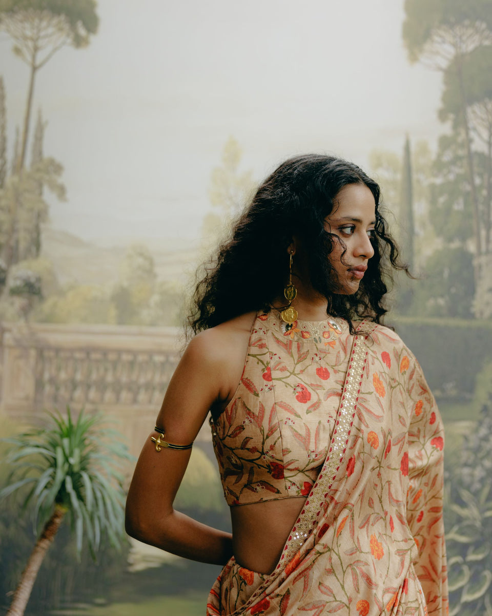 Biscuit Brown Saree - MARKET