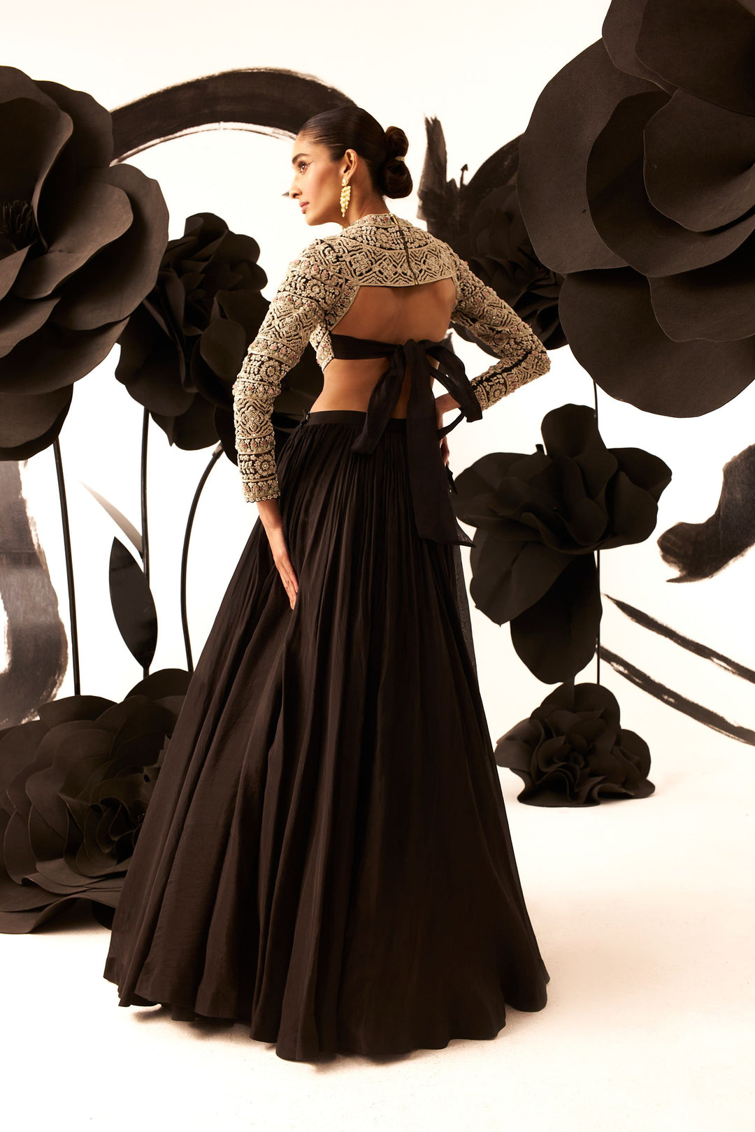 Floral Embroidered Blouse Lehenga Set - MARKET