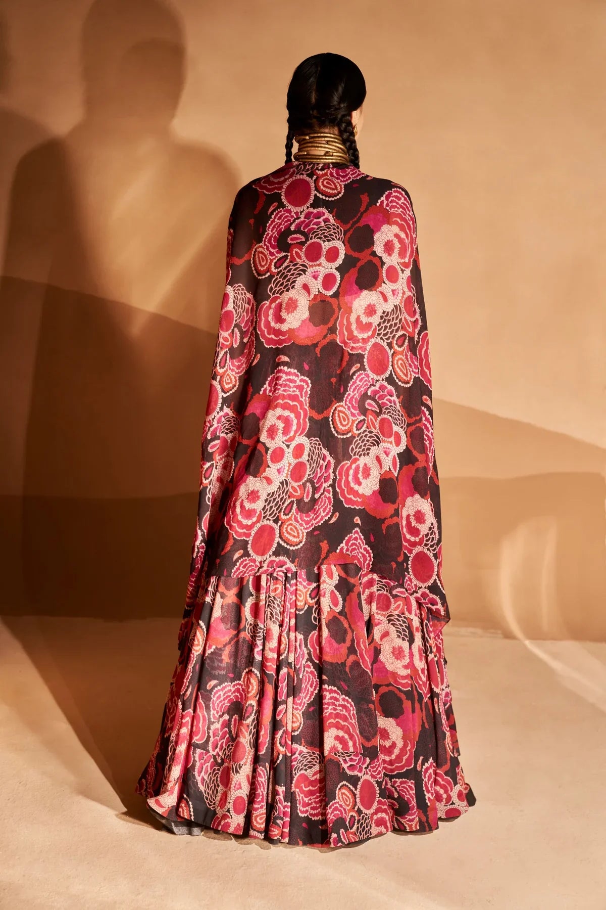 Black Gulbahar Cape & Skirt Set | Ready to Ship - MARKET