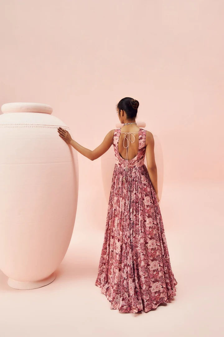 Blush Abstract Floral Anarkali - MARKET