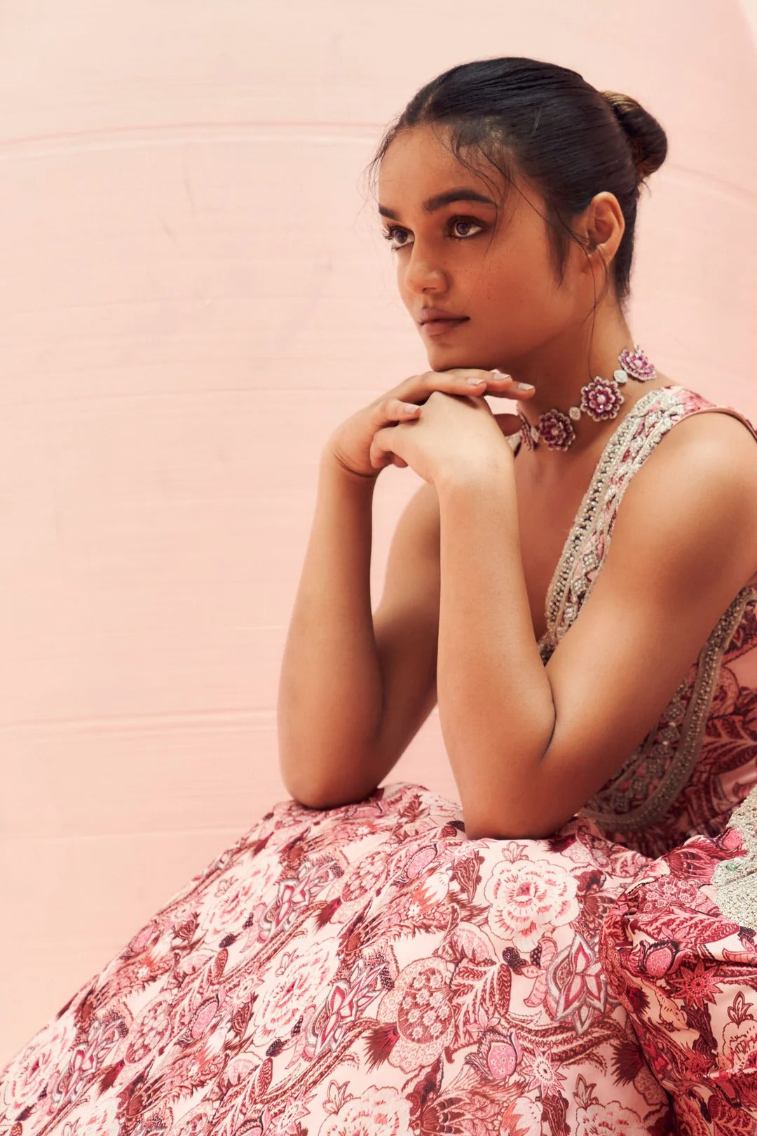 Blush Abstract Floral Anarkali - MARKET