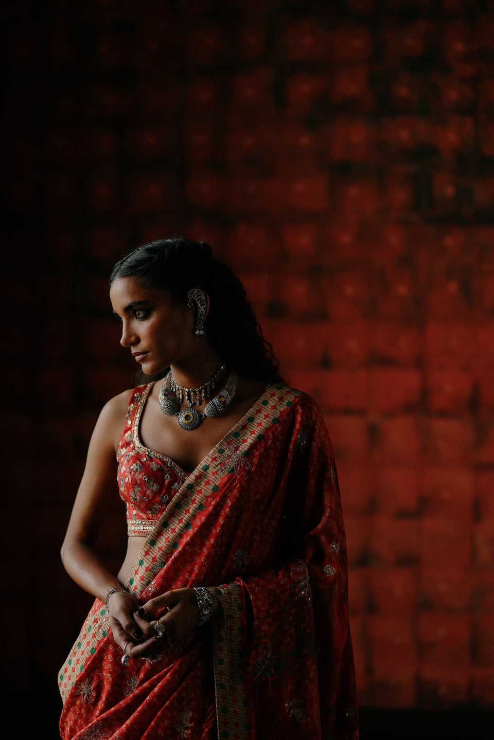 Brick Red Saree - MARKET