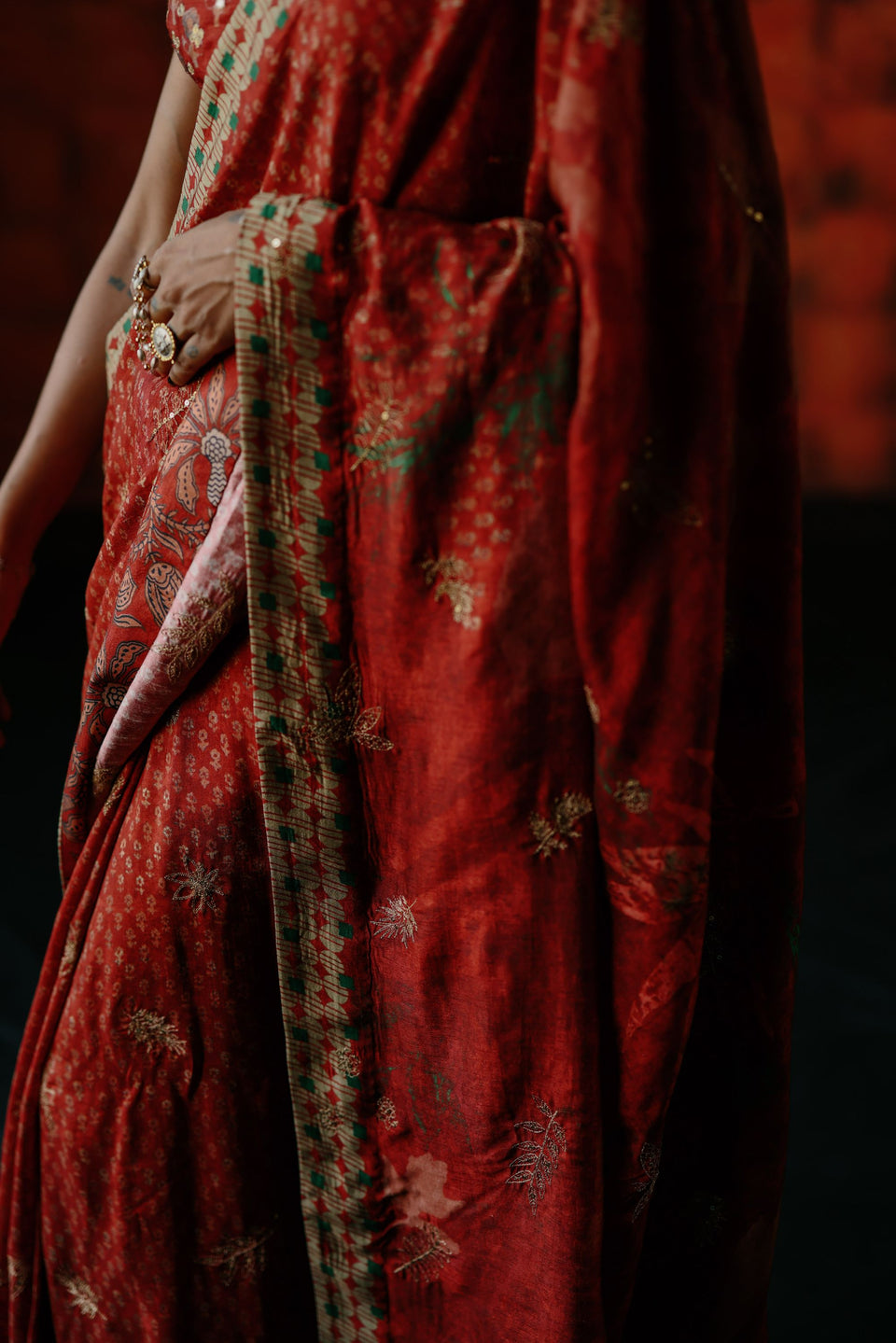 Brick Red Saree - MARKET