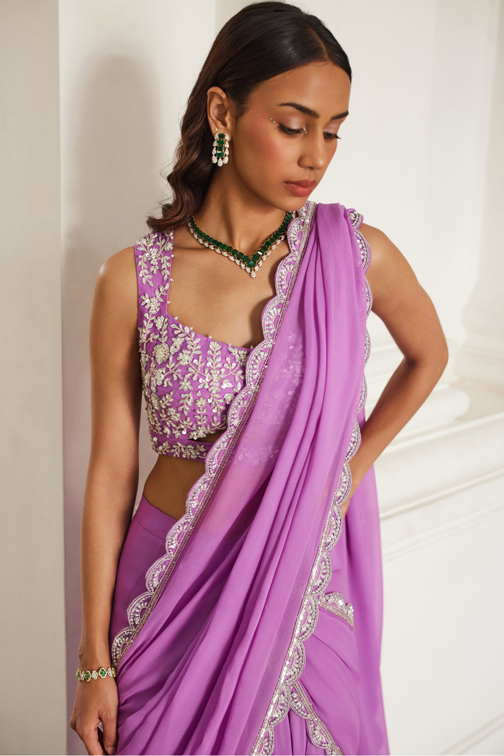 Bubblegum Pink Drape Saree - MARKET
