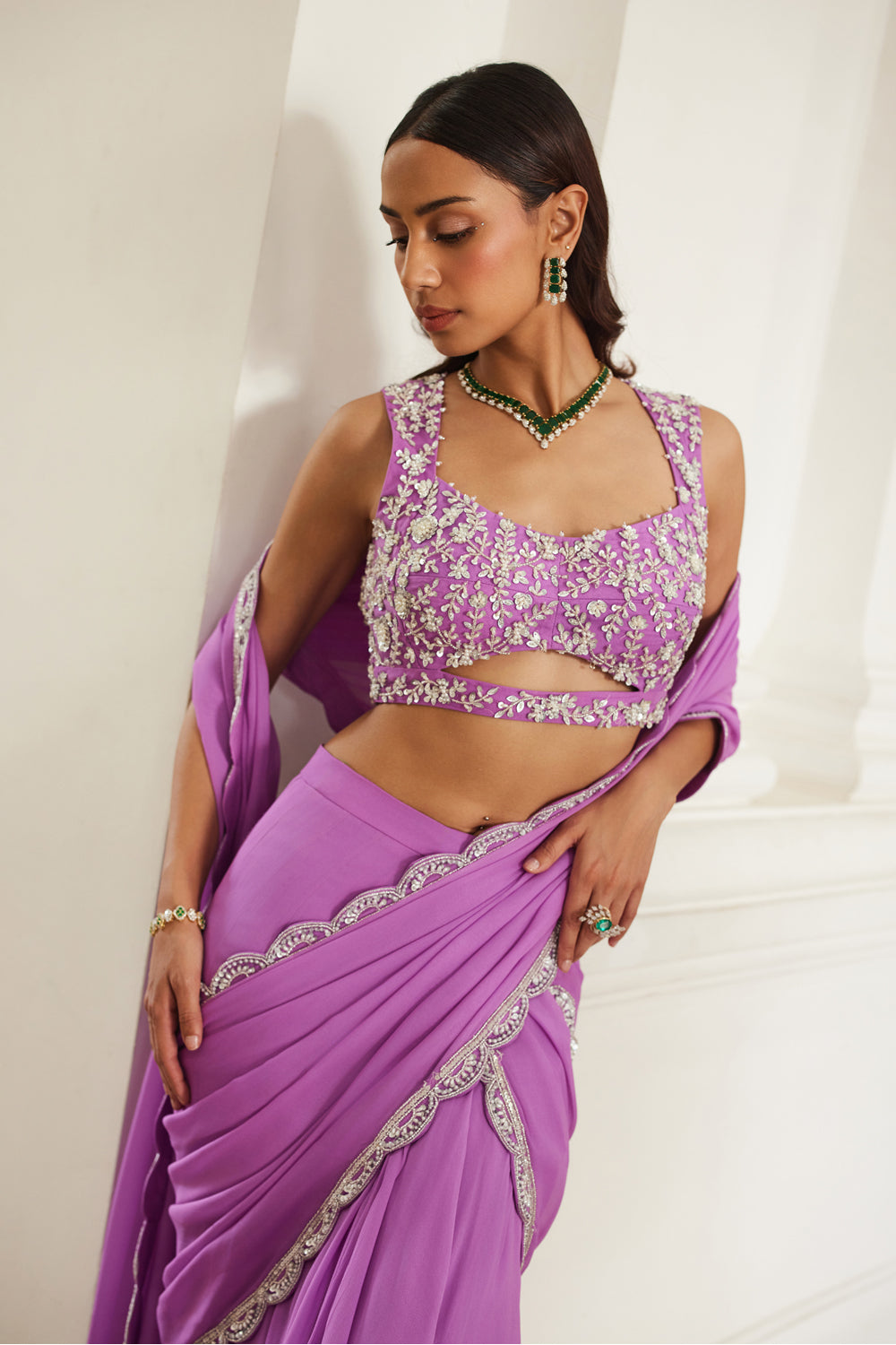 Bubblegum Pink Drape Saree - MARKET