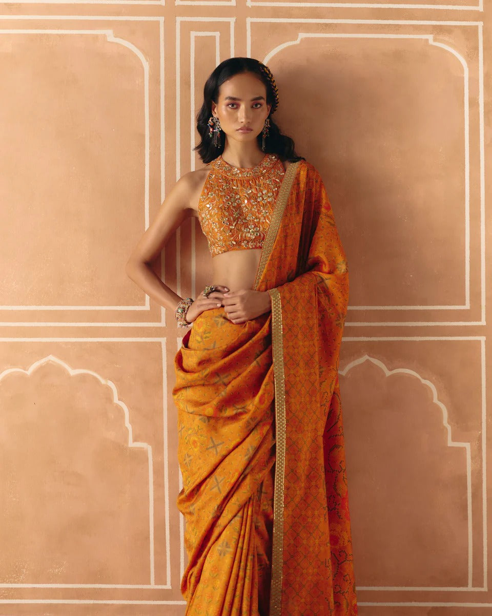 Burnt Orange Saree - MARKET