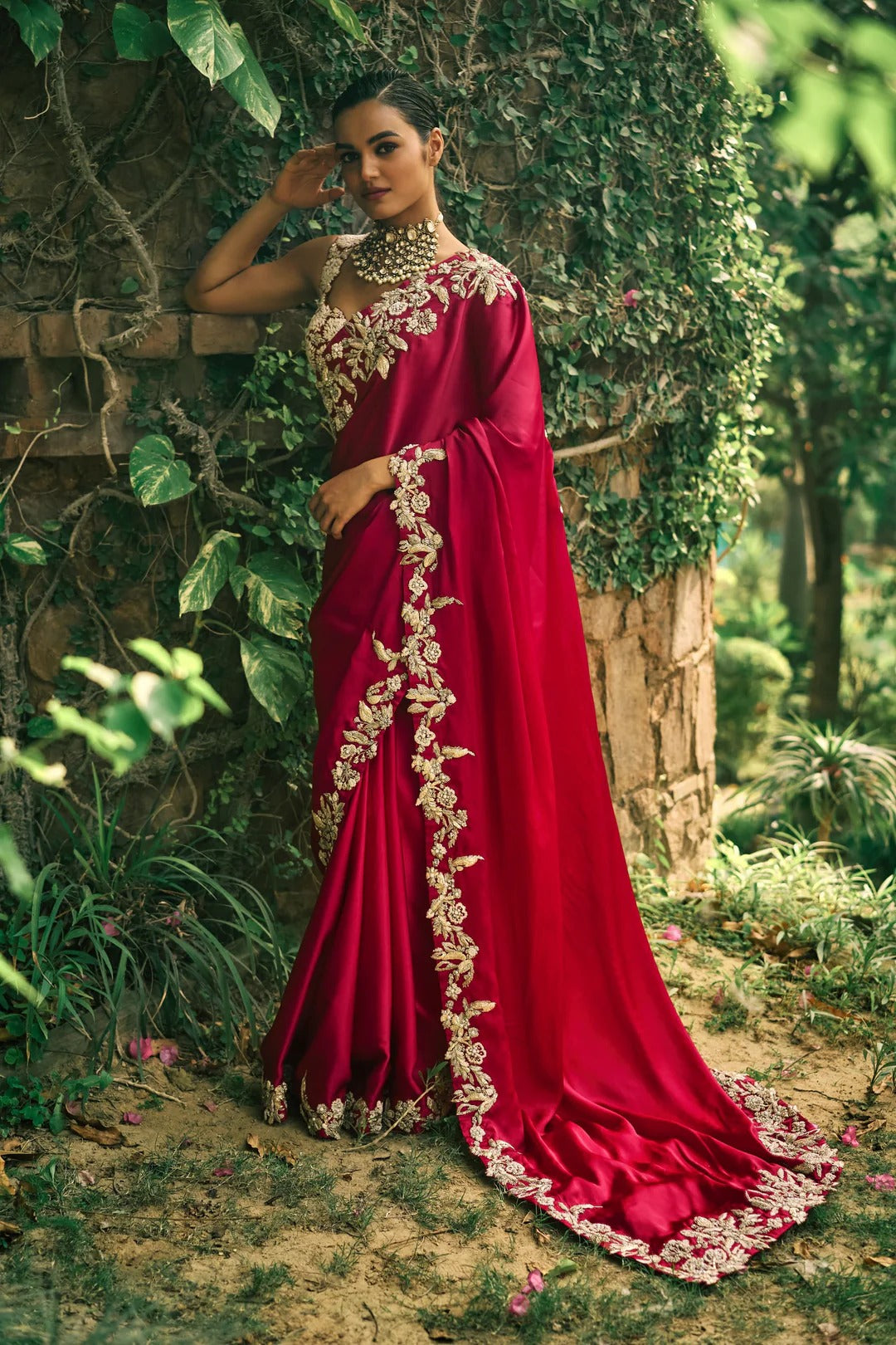 Crimson Red Saree - MARKET