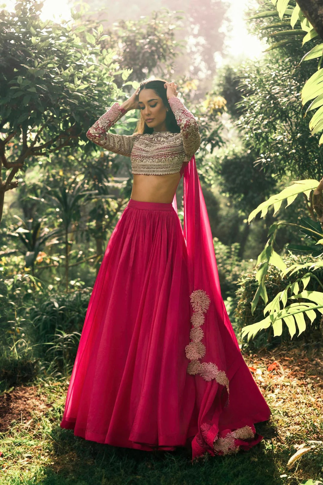 Deep Pink Lisa Lehenga - MARKET