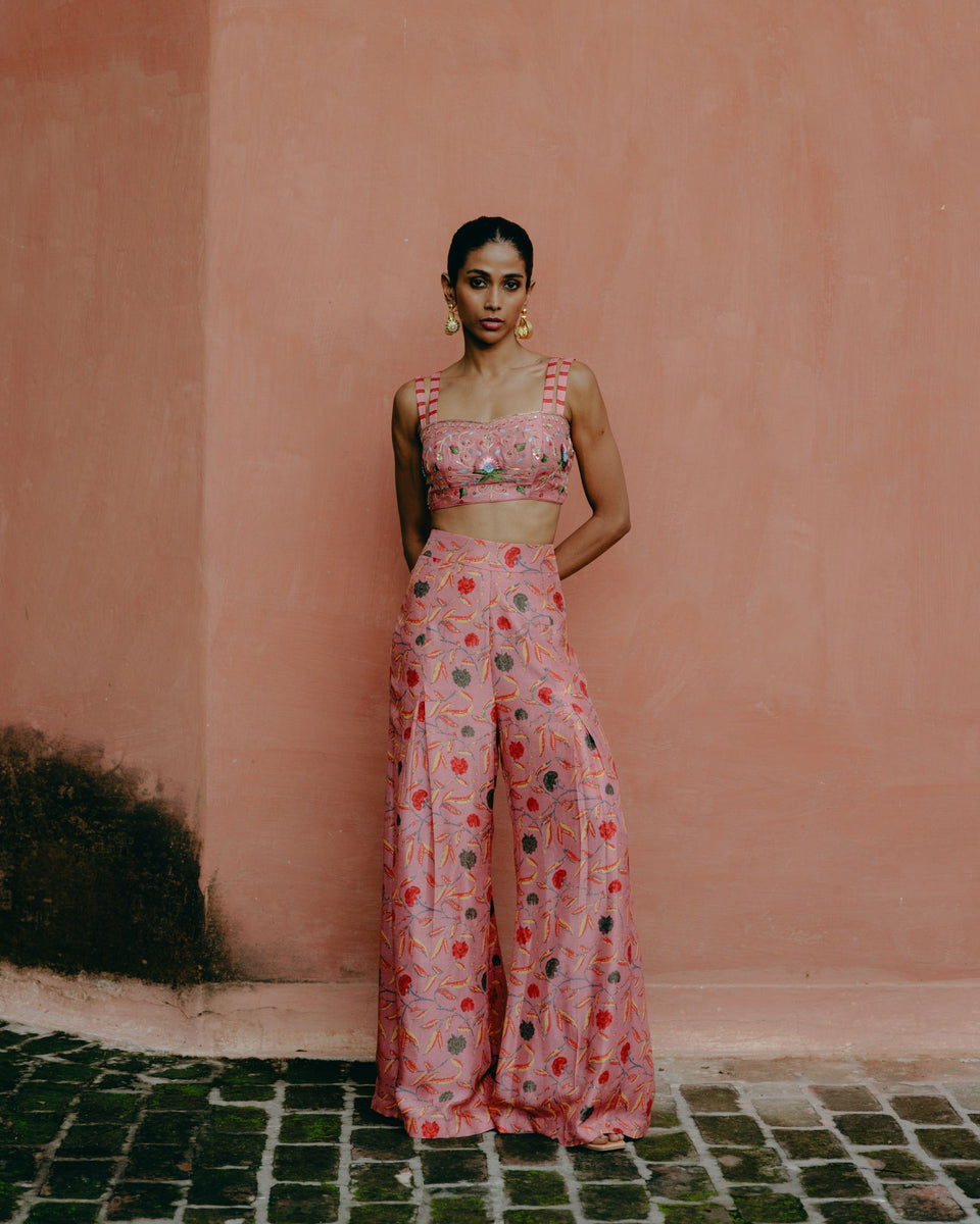 Dusty Rose Crop Top & Pleated Pants - MARKET