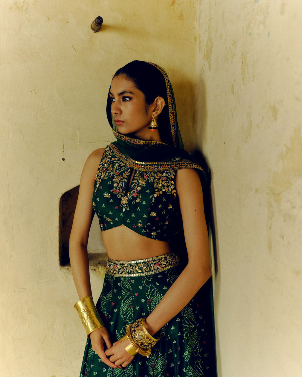 Emerald Green Lehenga - MARKET