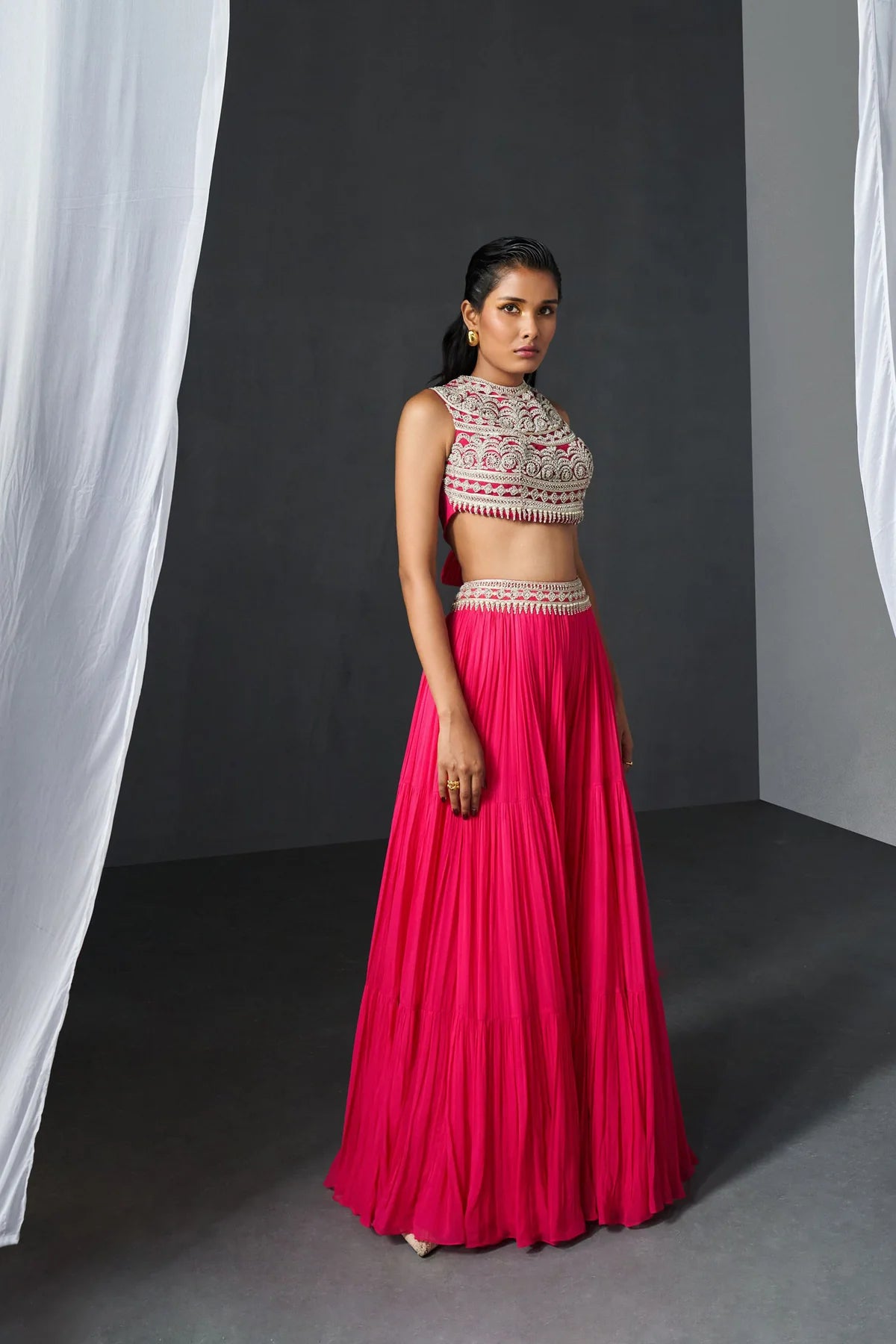 Fuchsia Embroidered Blouse & Sharara Set - MARKET