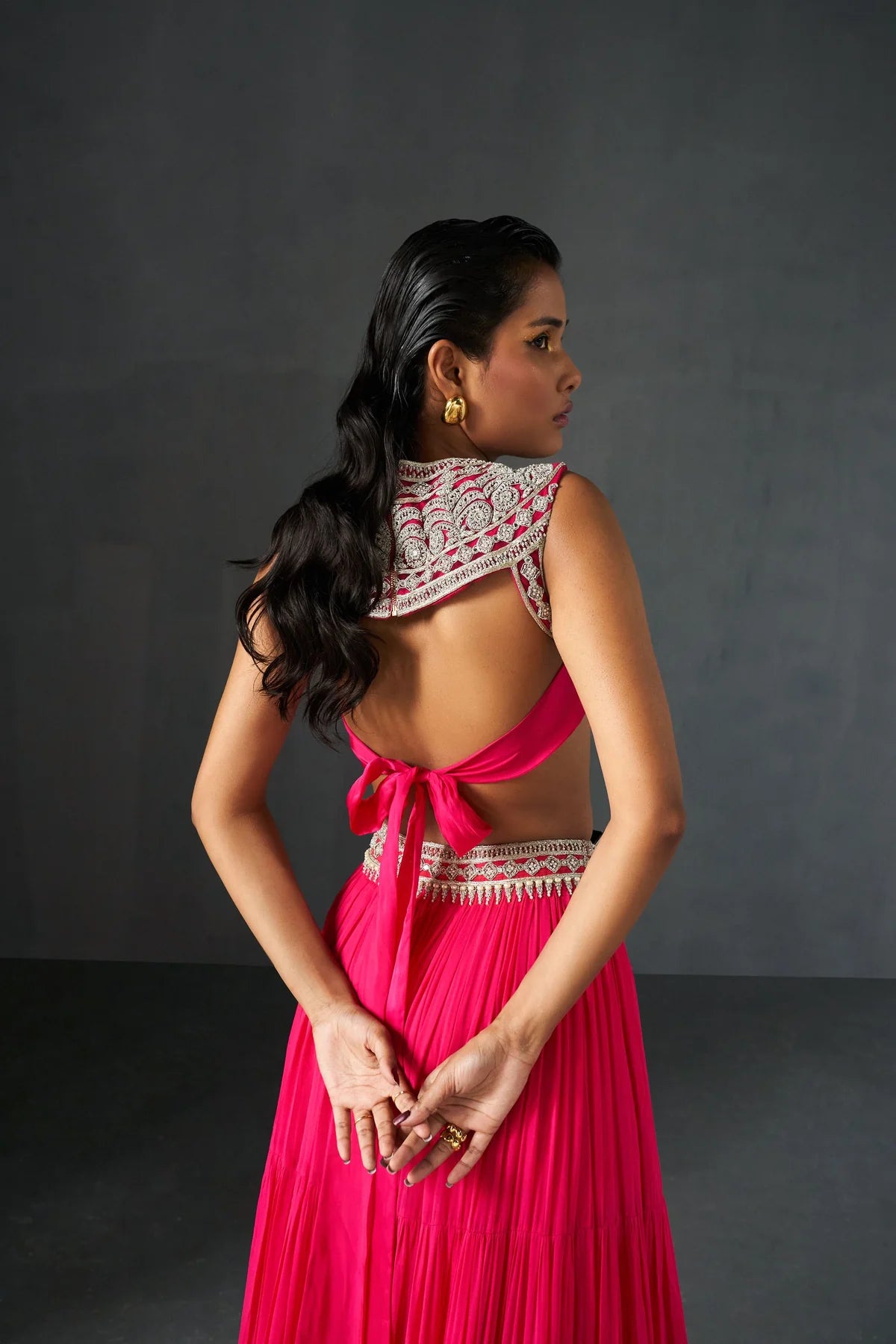 Fuchsia Embroidered Blouse & Sharara Set - MARKET