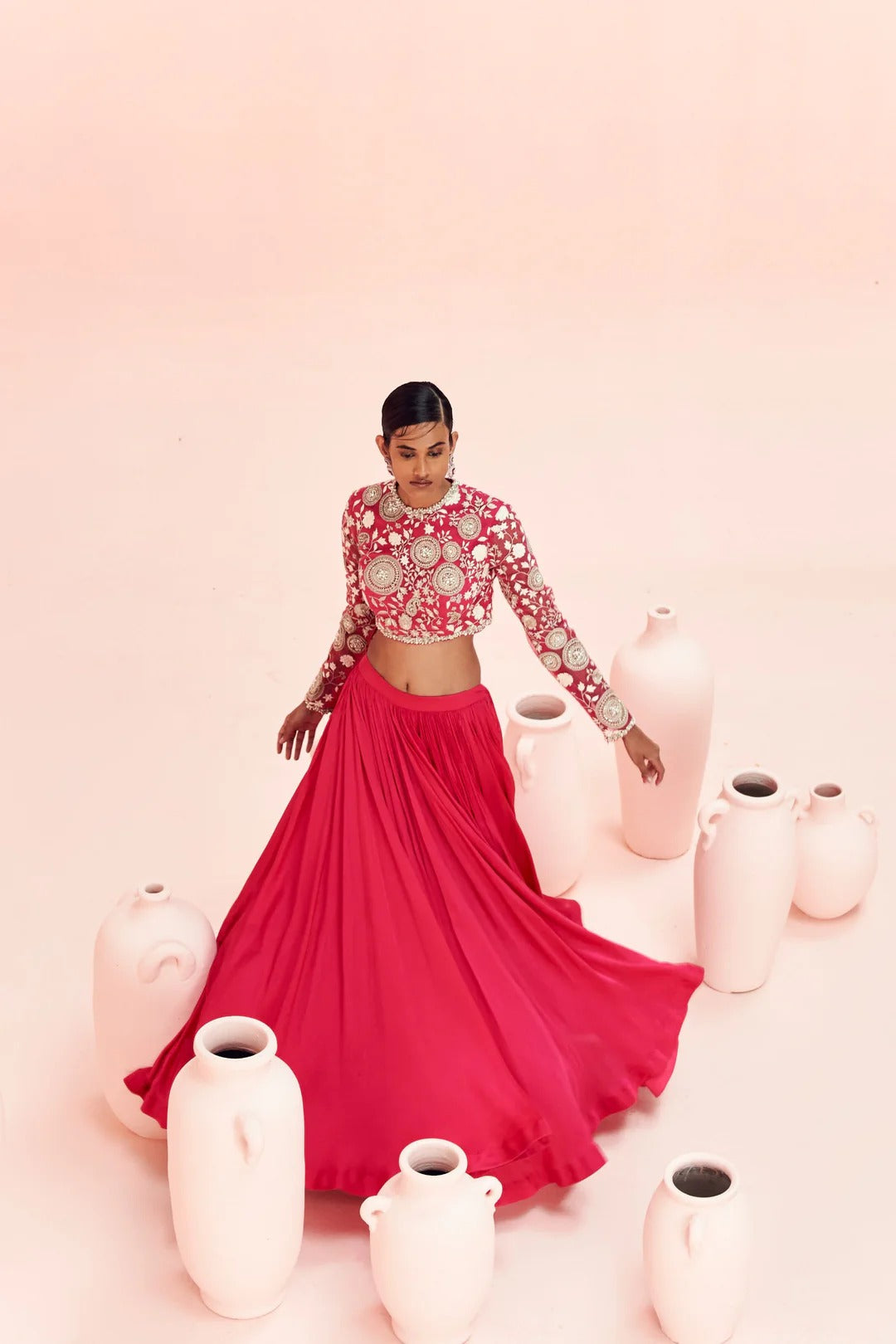 Fuchsia Retro Lehenga - MARKET