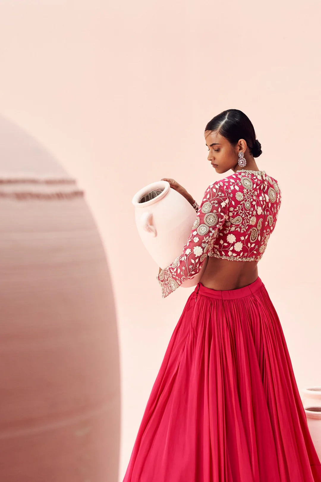 Fuchsia Retro Lehenga - MARKET