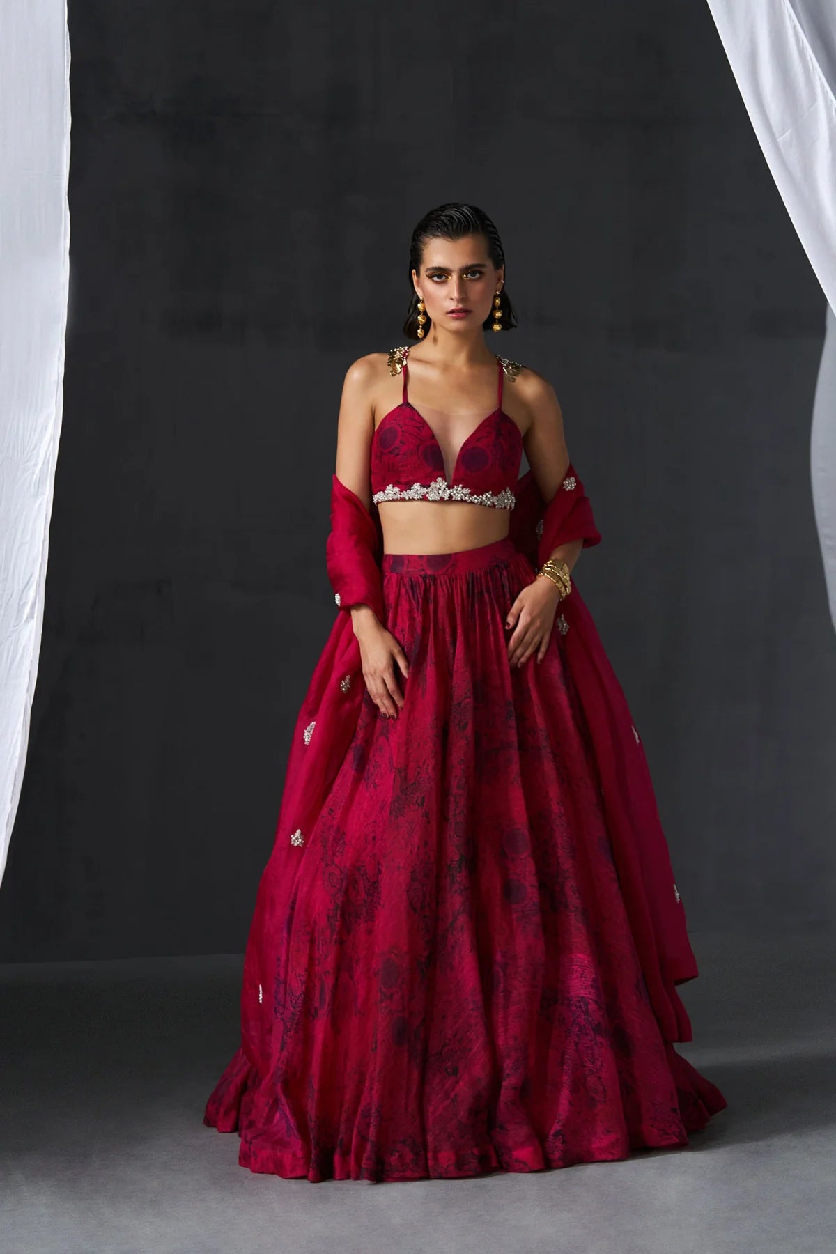 Fuchsia & Black Bustier Skirt Set - MARKET