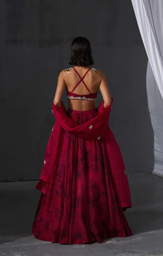 Fuchsia & Black Bustier Skirt Set - MARKET