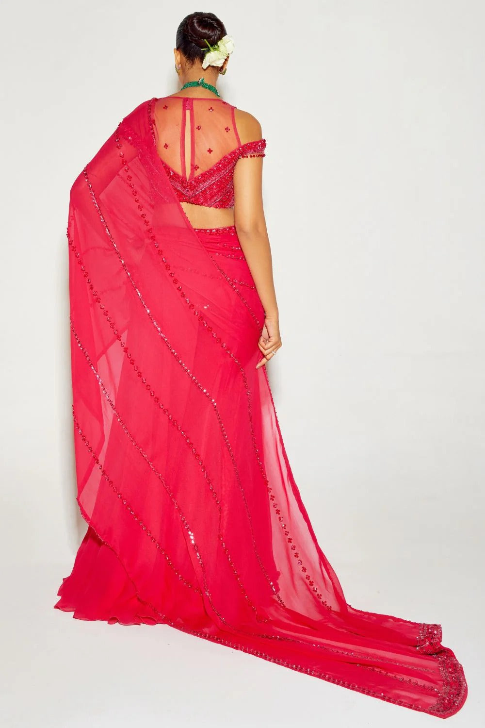 Hot Pink Tonal Saree - MARKET