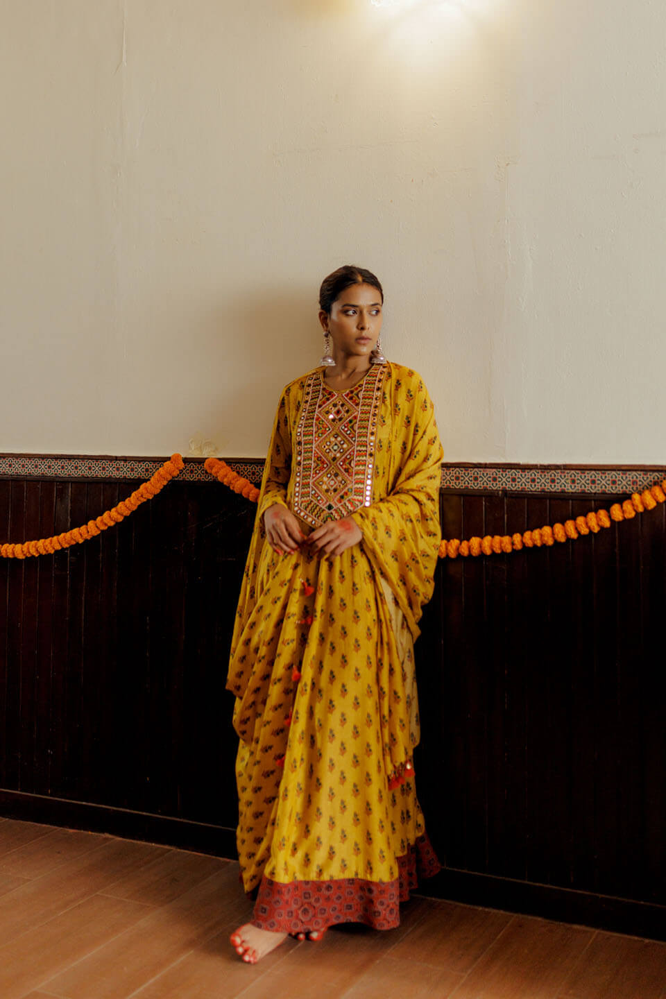 Mustard Mughal Kurta | Ready to Ship - MARKET