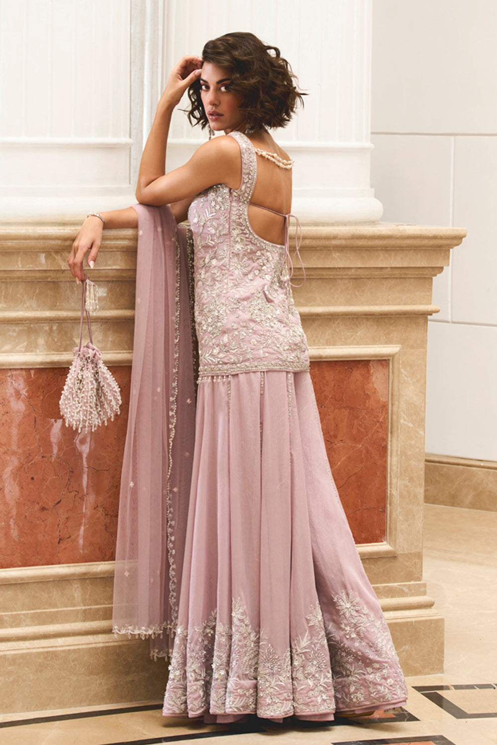 Lilac Shimmer Shirt & Sharara Set - MARKET