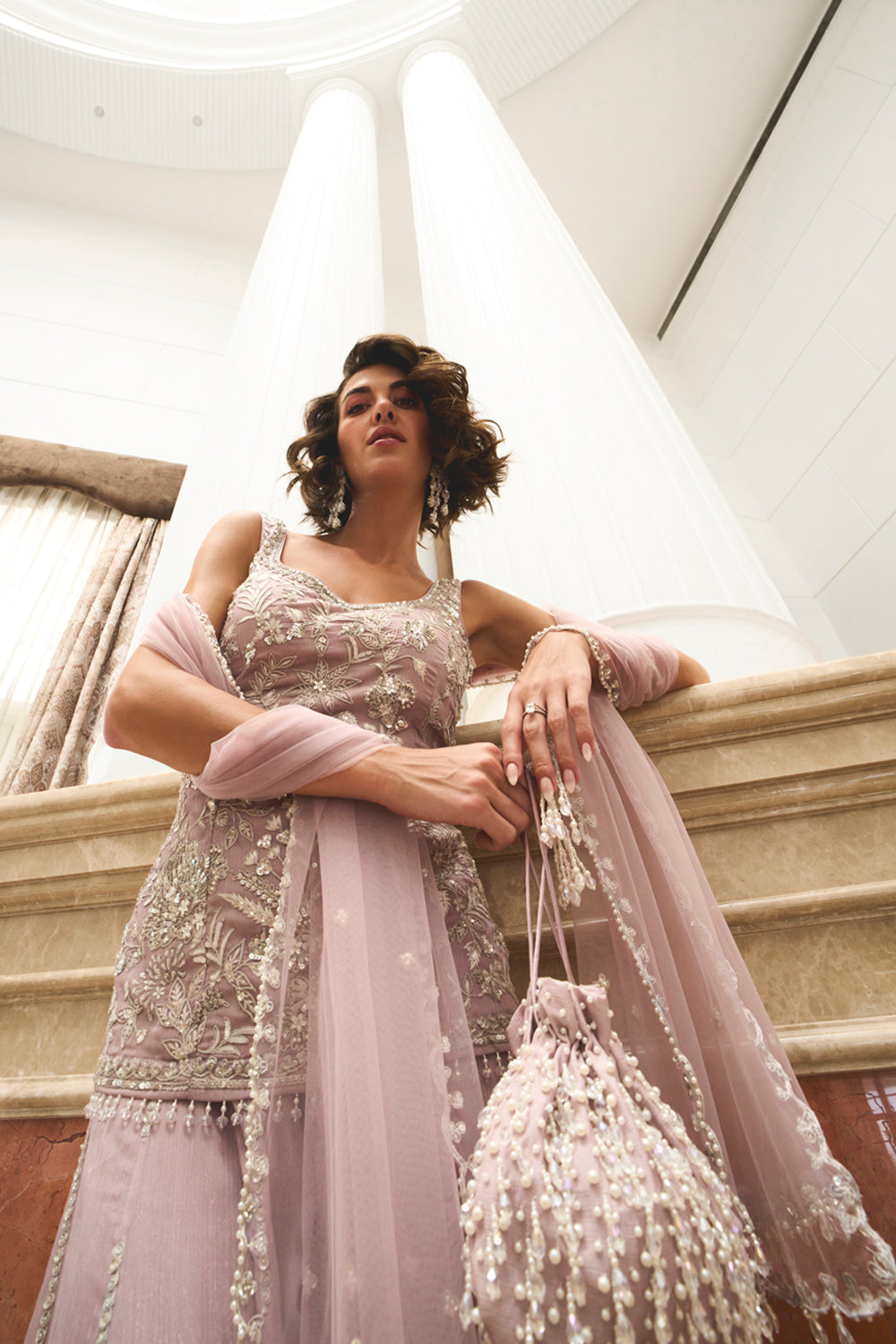 Lilac Shimmer Shirt & Sharara Set - MARKET