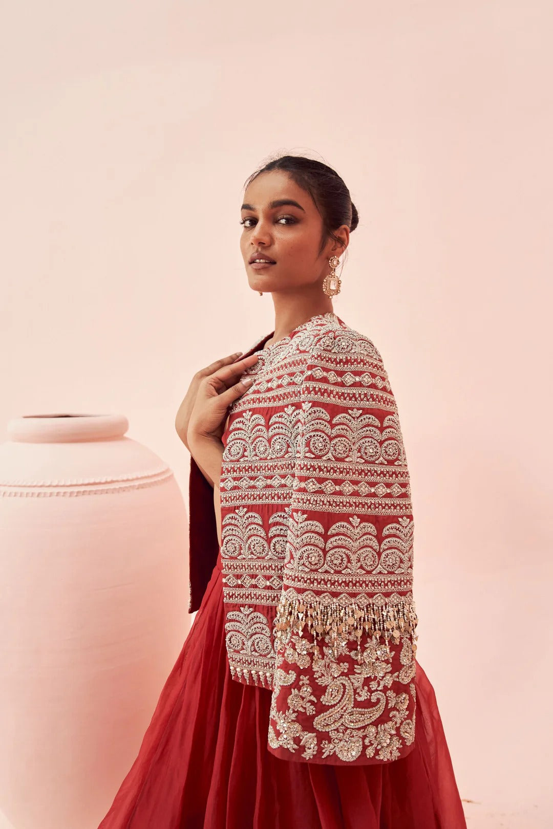 Love Red Lehenga with Short Jacket Set - MARKET