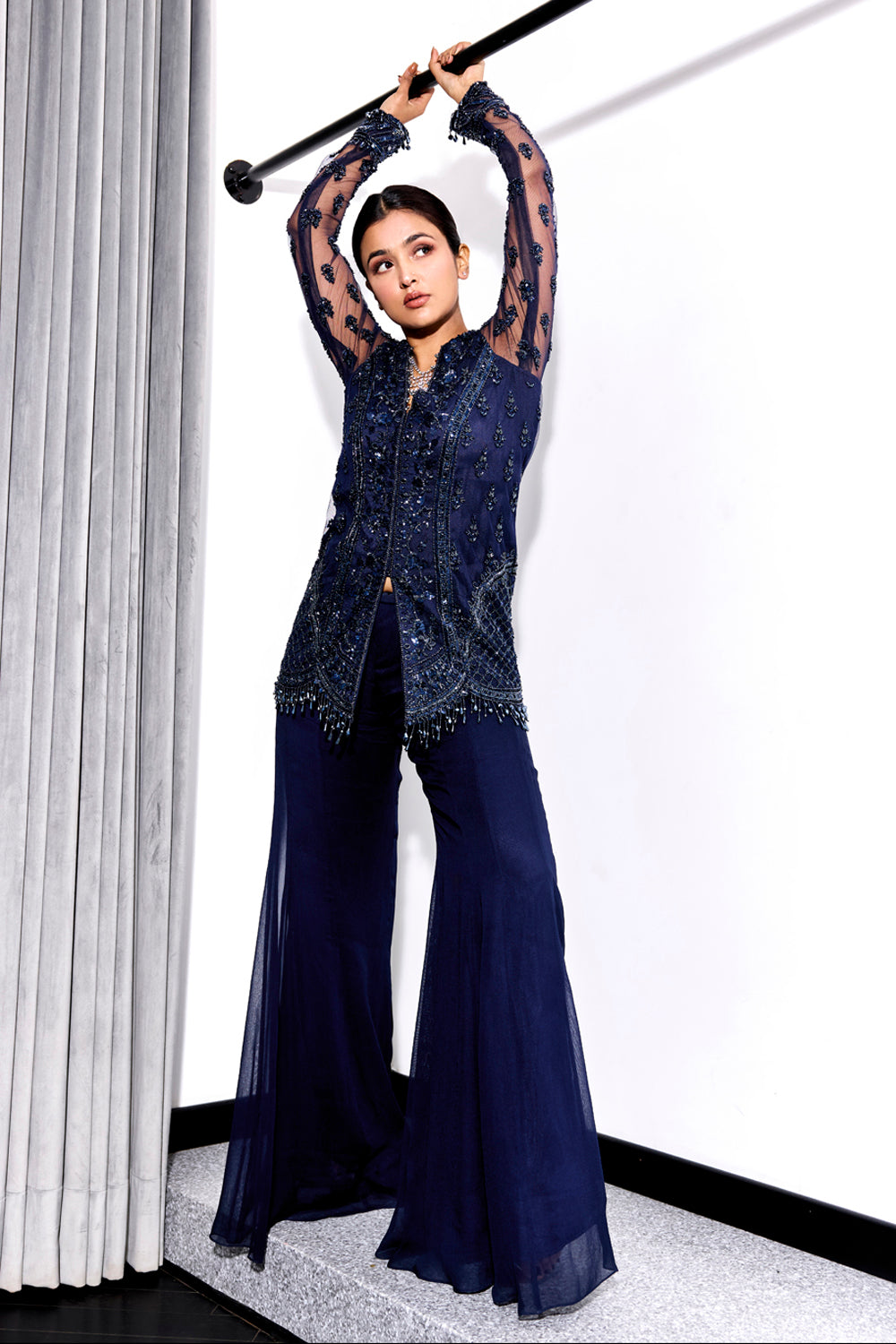 Midnight Blue Tonal Kurta & Pants - MARKET