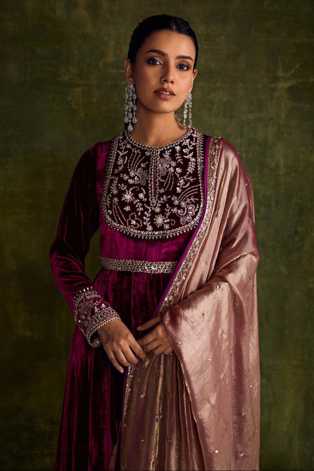 Mulberry Velvet Anarkali - MARKET