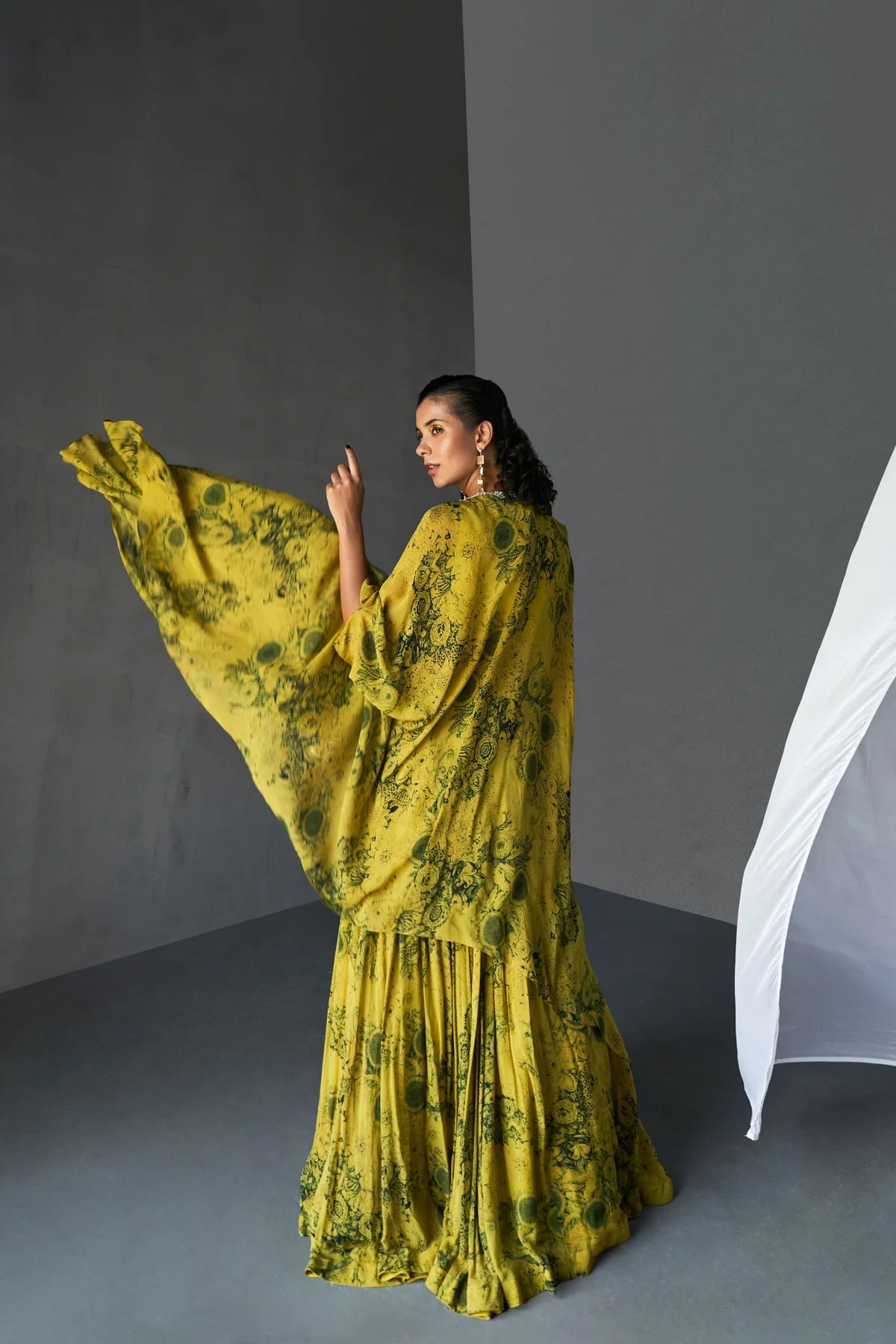 Mustard & Black Cape Skirt Set - MARKET