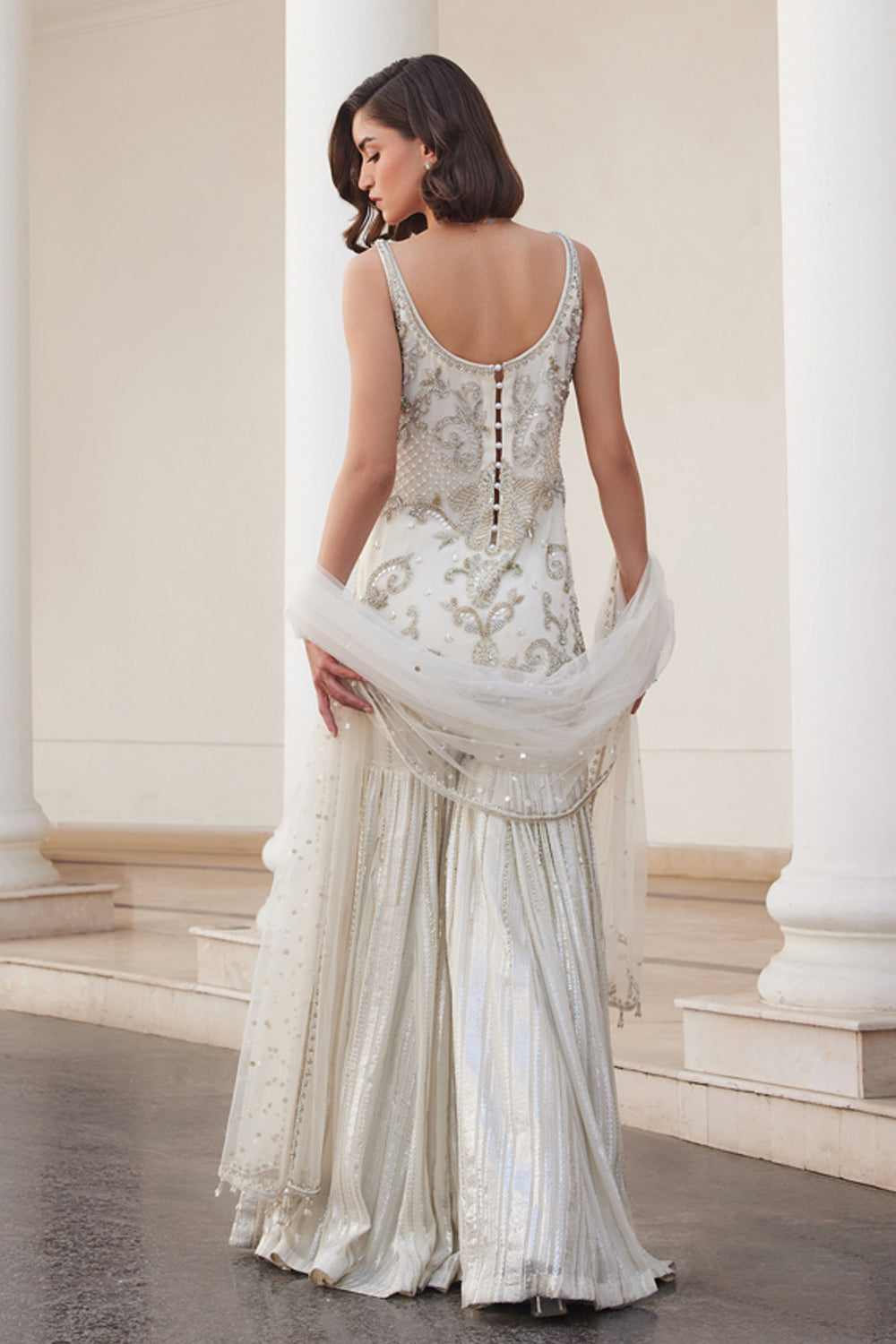 Pearl White Kurta & Sharara Set - MARKET