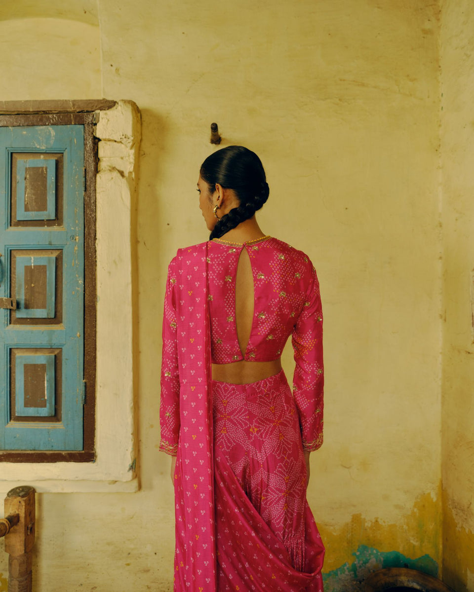 Rani Pink Sharara Saree - MARKET