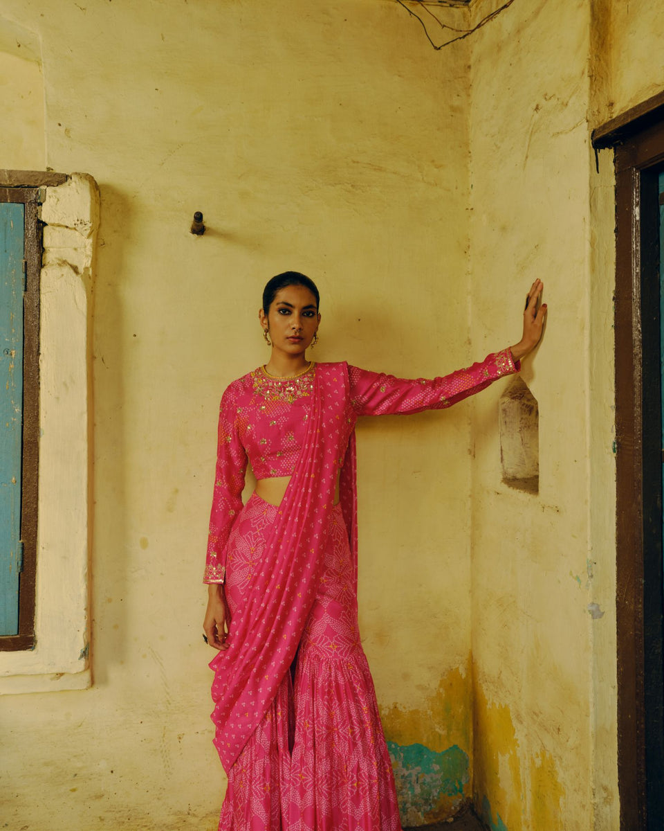 Rani Pink Sharara Saree - MARKET