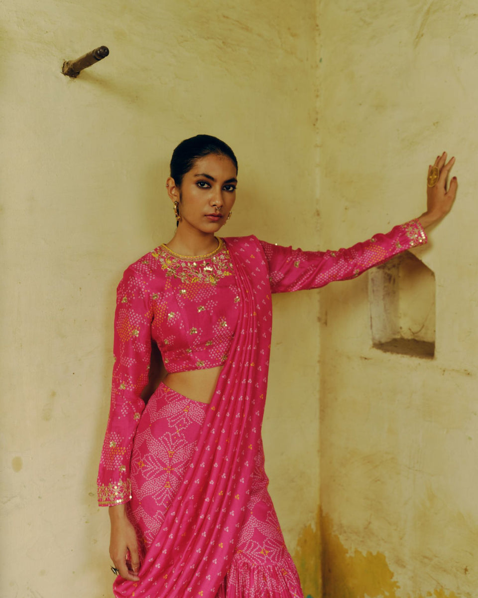 Rani Pink Sharara Saree - MARKET