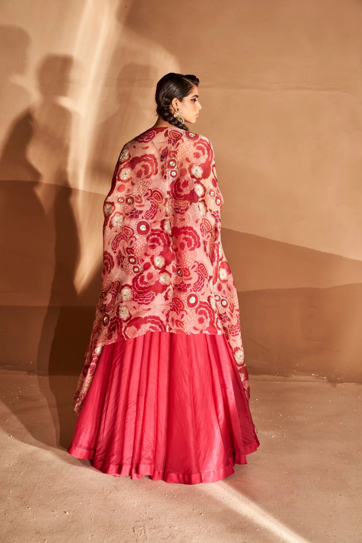 Rani Pink Skirt & Bahaar Cape Set - MARKET