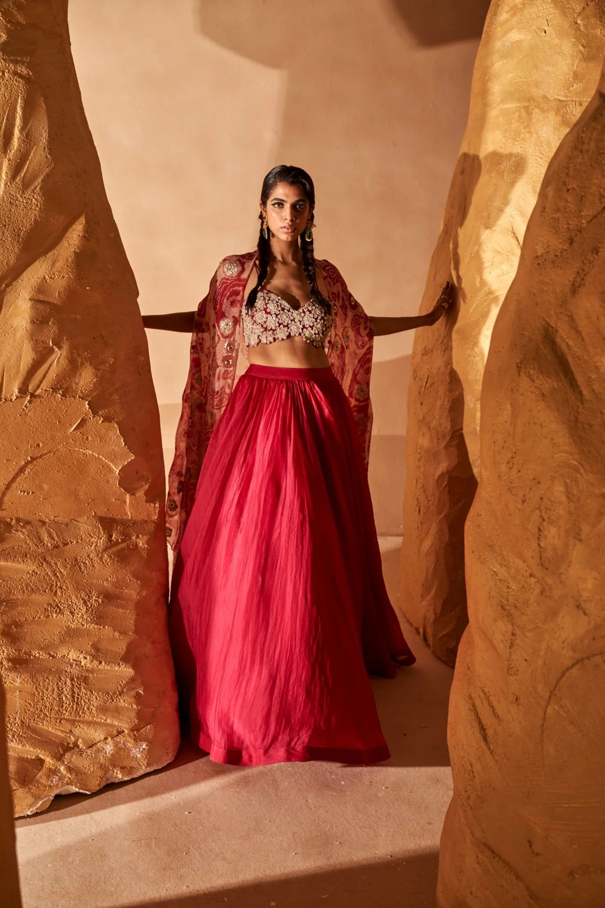 Rani Pink Skirt & Bahaar Cape Set - MARKET