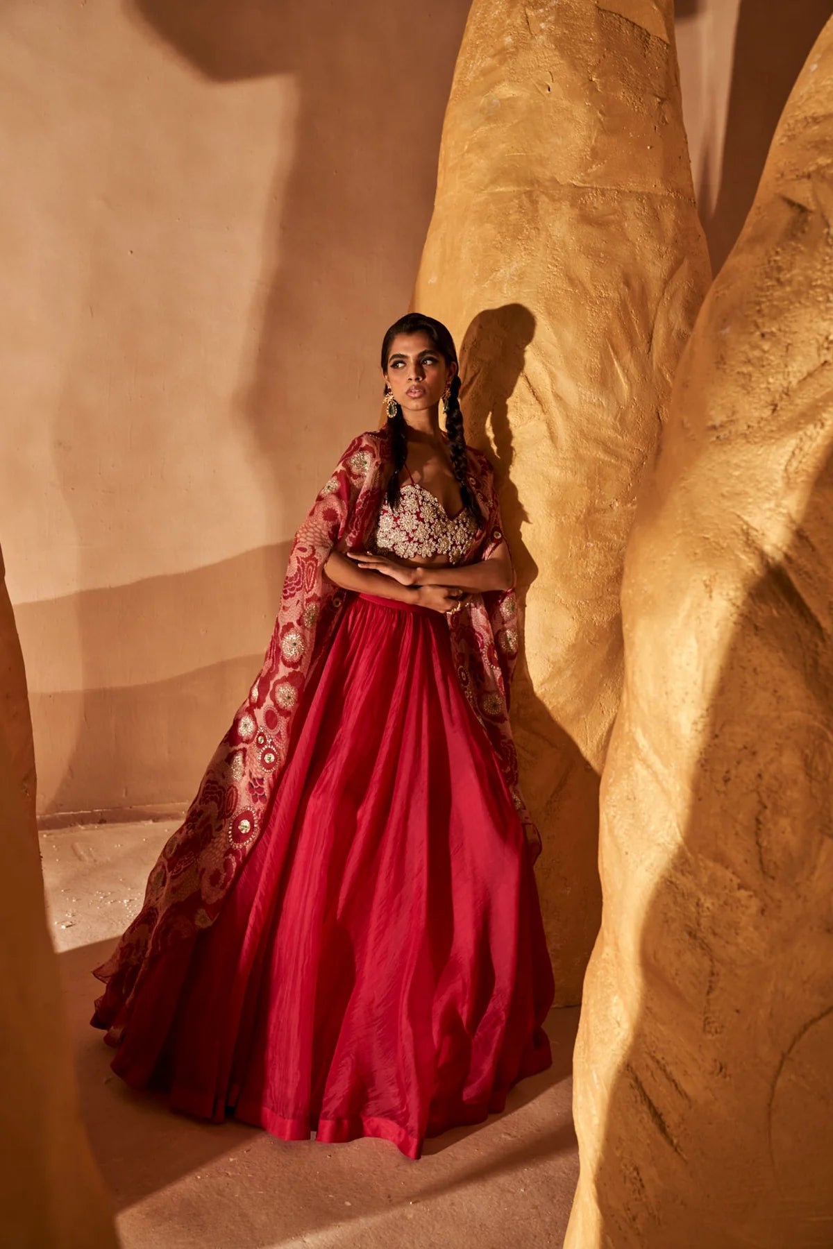 Rani Pink Skirt & Bahaar Cape Set - MARKET