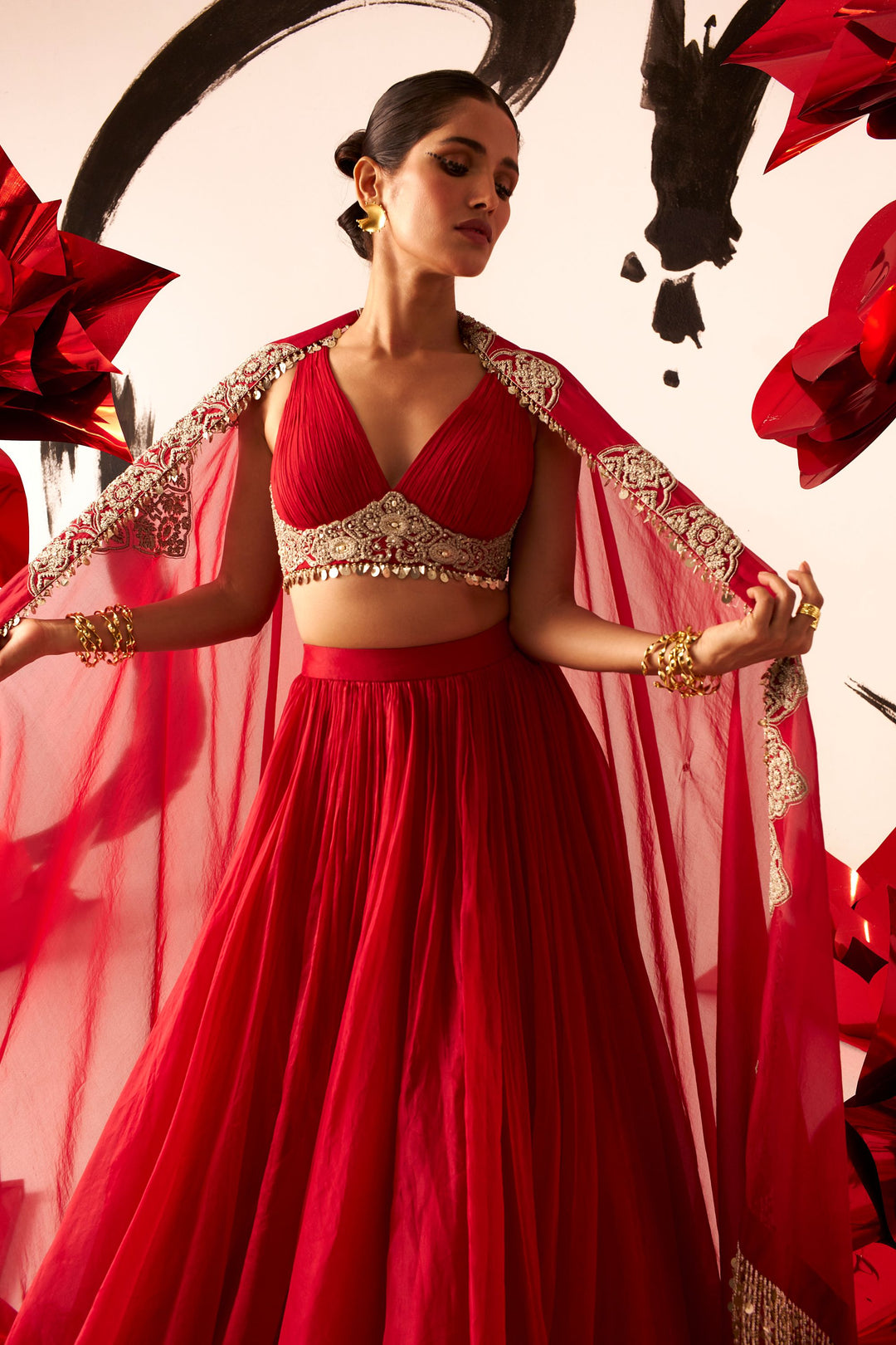 Red Bustier & Skirt Set - MARKET