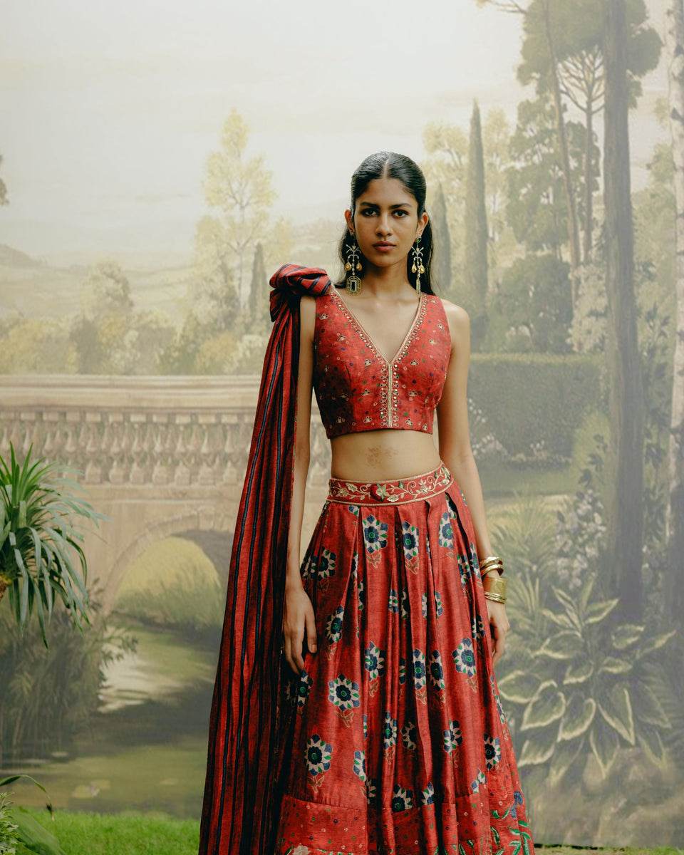 Ruby Red Lehenga - MARKET