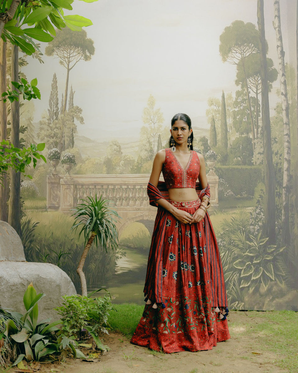 Ruby Red Lehenga - MARKET