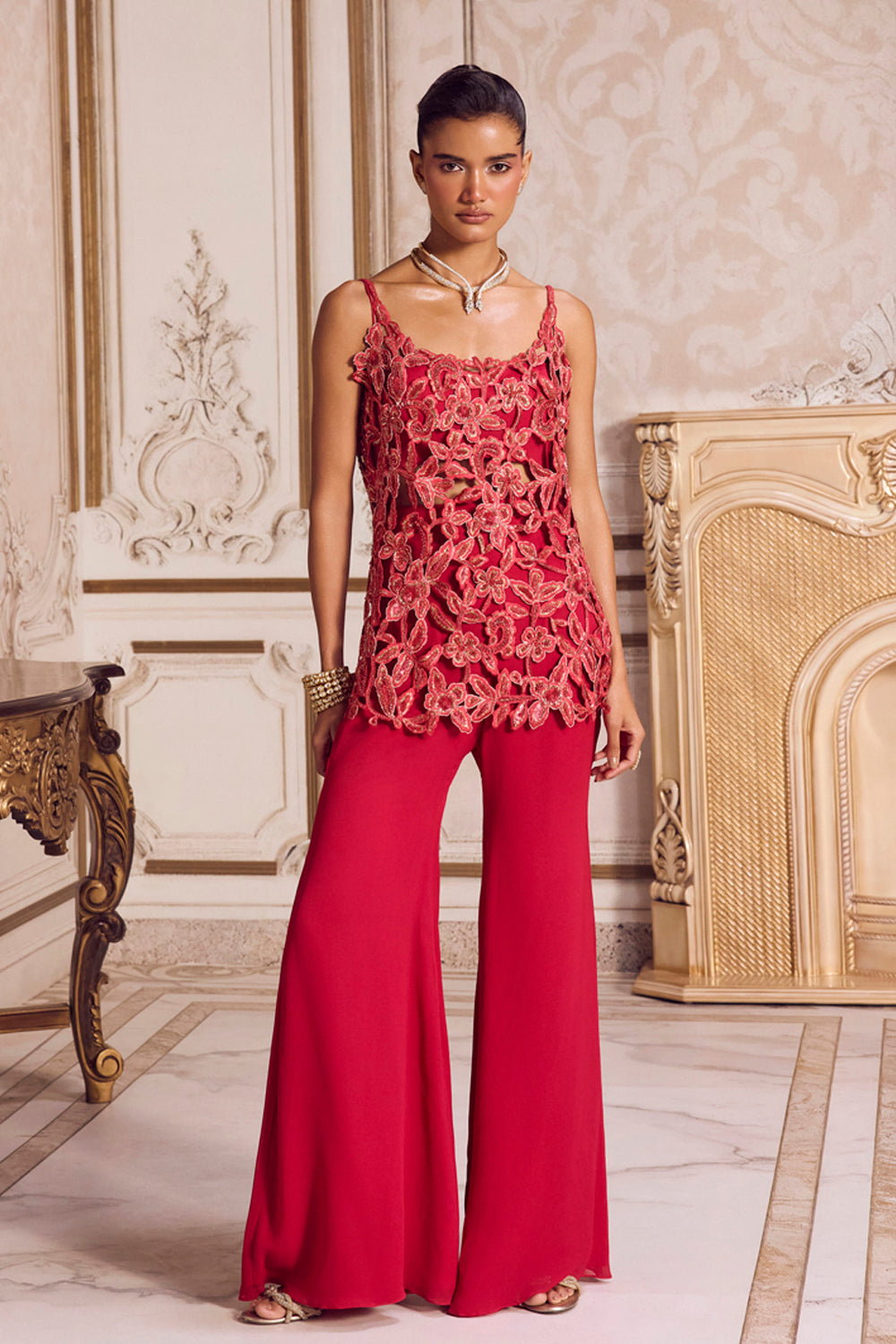 Magenta Cut Work Kurta and Pants Set - MARKET