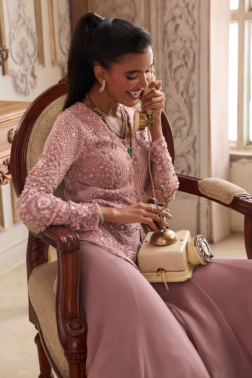 Champagne Rose Peplum With Pants Set - MARKET