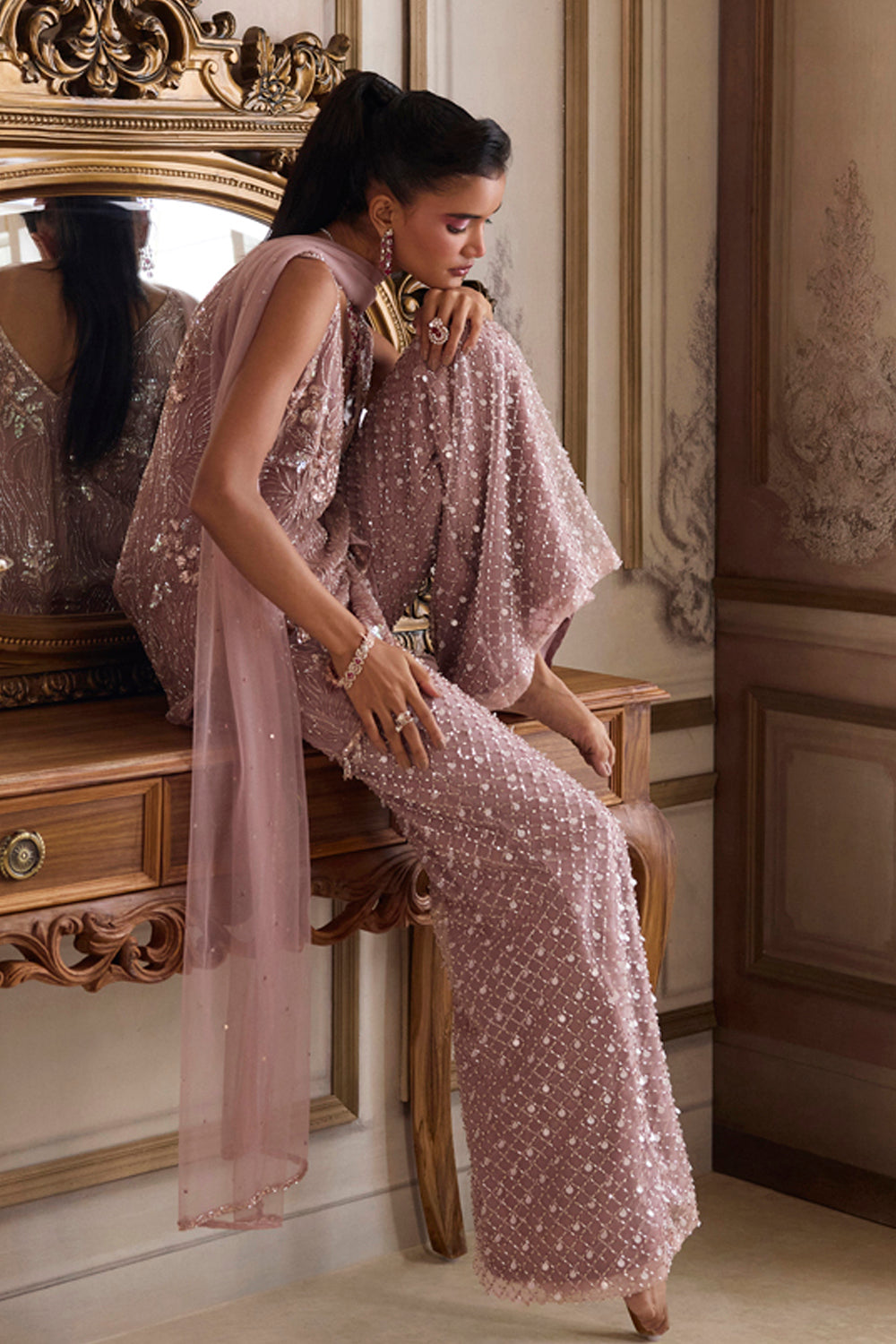 Champagne Rose Kurta and Pants Set - MARKET