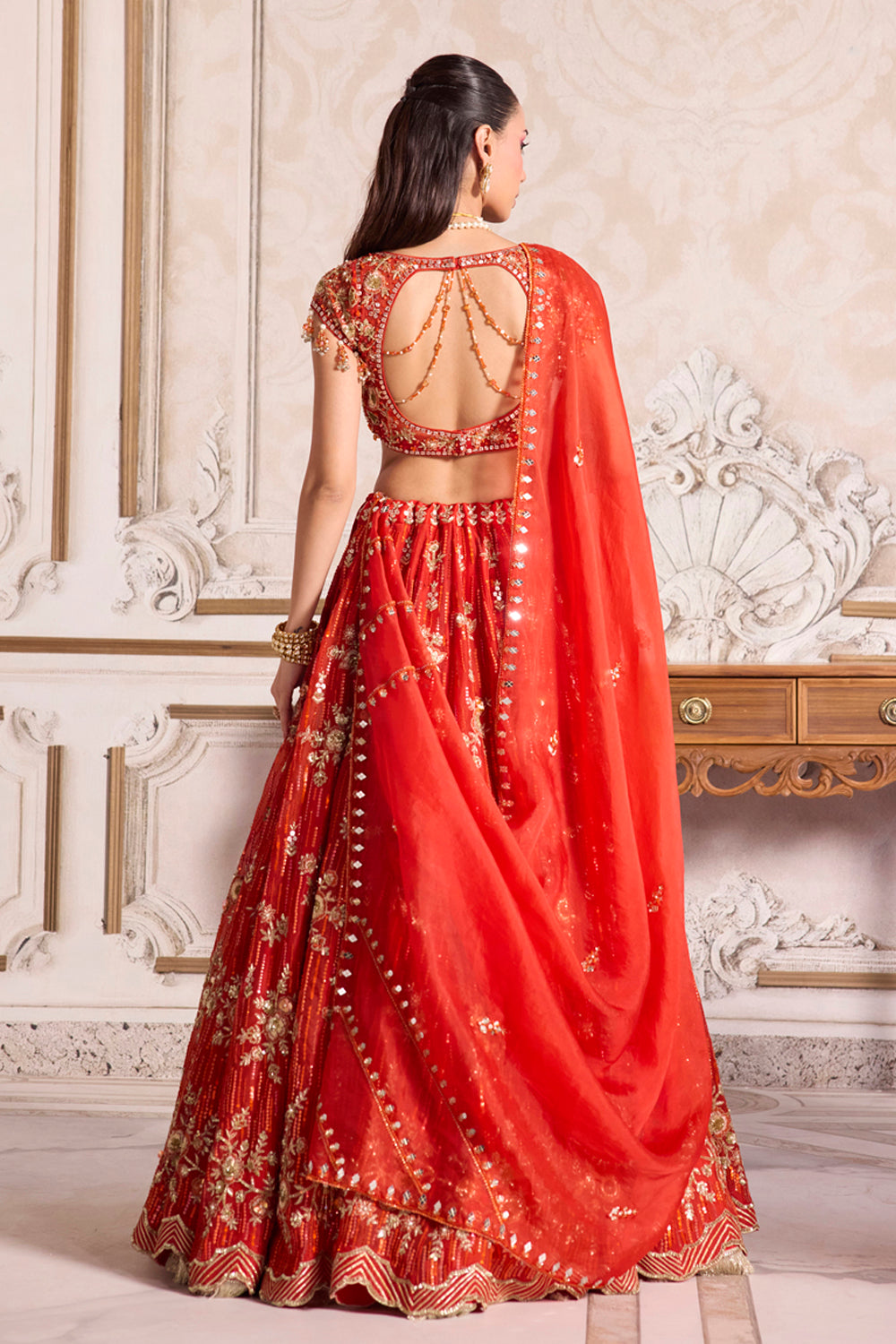 Rust Organza Lehenga Set - MARKET